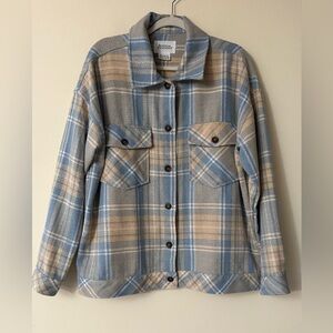 Boston Traders Women's Blue and Tan Plaid Utility Jacket, size XL, EUC
